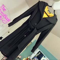 This Coat. Bought In The 90’s In Minneapolis For A Hot Date That Never Happened. Never Wore It. It’s Been In Storage All This Time. Freshly Dry Cleaned ‘ Ready To Rock Your Vintage Dance Collection. It Is Jet Black With An Incredible Gold Lining. 39” Center Back To Lower Hem 23” Sleeve 16” Shoulder To Shoulder 36” Bust 34” Unbelted Fabulous Hood & Collar Fitted Fall Outerwear With Adjustable Hood, Fitted Hooded Pea Coat For Fall, Fitted Hooded Pea Coat For Winter, Fitted Outerwear With Detachable Hood For Work, Fitted Long Sleeve Outerwear With Adjustable Hood, Black Pictures, Vintage Dance, Orange Jacket, All This Time