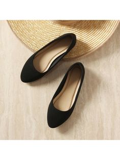 Black  Collar     Embellished   Women Shoes Women Shoes Black, Womens Black Flats, Clothing Art, Black Flats Shoes, Grey Flats, Wedding Guest Shoes, Dress Flats, On Clouds, Women Flats