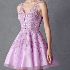 Lilac Sleeveless Sweetheart A-Line Lace Skirt Homecoming Cocktail Party Evening Short Dress With Open Back And Zipper Closure. Cocktail Short Dress, Lilac Prom Dress, Bridesmaid Dresses Dusty Sage, Damask Dress, Emerald Bridesmaid Dresses, Evening Mini Dresses, Dress Lilac, Gameday Dress, Maggie Sottero Wedding Dresses