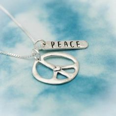 Peace Heart Necklace Sterling Silver Peace Love Necklace | Etsy Spiritual Peace Sign Necklace As A Gift, Silver Peace Sign Jewelry Gift, Stamped Charm Necklaces For Valentine's Day Gift, Peace Heart, April Birthstone Necklace, Peace Necklace, Peace Sign Necklace, Ancient Jewellery, Birthday Jewelry