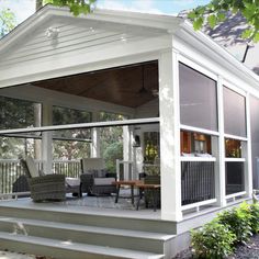 Screening Solutions Ohio uses Phantom Retractable Screens to screen in an outdoor patio area in Northeast Ohio. Retractable Screen Porch, Screened In Deck, State Of Ohio, Porch Windows, Screen House, Outdoor Patio Ideas