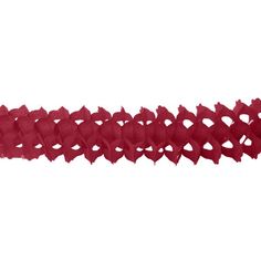 a red ribbon is shown on a white background and has holes in the fabric to make it look like they have been woven together