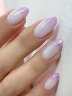 14 Purple Ombre Nails With a Touch of Minimal Style | The KA Edit Minimal Purple Nails, Light Purple And White Ombre Nails, Mauve Ombré Nails, Milky White And Purple Nails, Purple To White Ombre Nails, Lavender Ombré Nails, Ombre Nail Designs Short, Ombre Purple Nails, Purple And White Nail Designs