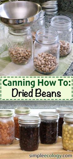 jars filled with different types of beans on top of a table