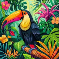 Toucan Bird: Inspirational Social Media Posts Toucan Bird, Art Forest, 3d Landscape, Hidden Beauty, Unique Perspective, Parrot Bird, Bottle Painting, Painting Art Projects