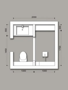 a drawing of a toilet and sink in a room with measurements on the wall above it