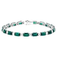 Emeralds and diamond Gemstone Type: Emerald-Cut; Number of Gemstones: 19 Weight of Gemstone: 13 Number of Diamonds: 19 Weight of Diamond: 2 Platinum is the metal. Cartier Diamond Bracelet, 13 Number, Platinum Bracelet, Bracelet Tennis, Modern Bracelets, Emerald Bracelet, Family Jewellery, Italian Jewelry, Colombian Emeralds