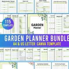 the garden planner bundle is shown in blue and green