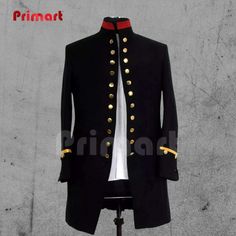 🌟Men's Pirate Coat - Custom Made Wool, Historical Reenactment, Cosplay, Formal Occasions, Black Military Hussar Jacket 🌟 ✨Specifications: ★ Material: Wool ★ Color: Black (Custom colors available upon request) ★ Personalization: Yes ★ Custom Sizing: Yes, Perfect for Men, Women, and Children. Plus size also available. ★ Care Instructions: Dry clean only to maintain the fabric's quality and longevity. Professionally stitched for durability Ideal for Halloween, Christmas, Festivals, Formal Occasio Black Winter Costume For Themed Events, Black Winter Costumes For Themed Events, Black Costumes For Themed Winter Events, Black Costume Blazer For Fall, Black Blazer For Costume Events In Winter, Black Blazer For Fall Costume Events, Black Blazer For Fall Costume, Military Style Fitted Outerwear For Cosplay, Fitted Military Outerwear For Cosplay