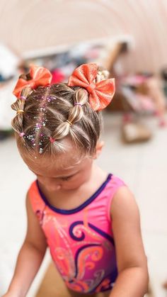 Gymnastics Makeup, Babygirl Hairstyle, Sister Hairstyles, Gymnastics Hair, Fairy Tattoo Designs, Dance Hairstyles