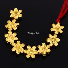 "Thank you for coming in! Pretty 18K solid gold fancy daisy flower spacer with simple but cute design! Cute and hefty with lots of details! 2\" strand, 8 flower~! You'll get 8 spacers per winning! SIZE: Approx 6mm (1mm hole) Weight: 2.4 grams (approx) MATERIAL: 18k Solid yellow gold" Daisy Flower Design, Cute Design, Daisy Flower, Solid Yellow, Flower Design, Cute Designs, Flower Designs, Solid Gold, Statement Necklace