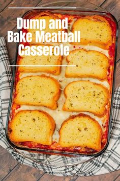 a casserole dish filled with dump and bake meatball casserole