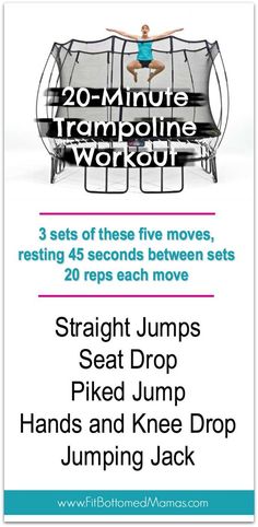 a flyer for the 20 minute trampoline workout