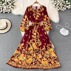 Black And Yellow Shirt, Bodycon Long Sleeve Dress, High Class Fashion, Cut Clothes, Long Bodycon Dress, Floral Dresses Long, Red Dark, Long Sleeve Print Dress, Elegant Dresses Long