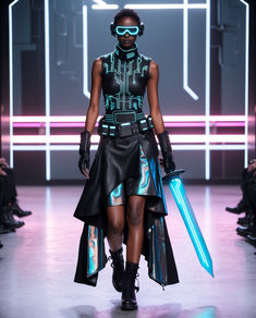 Futuristic Hero Costume, Sci Fi Outfit Aesthetic, Robot Inspired Fashion, Utopia Theme Outfit, Futuristic Warrior Outfit, Technology Inspired Fashion, Futuristic Clothing Design, Neo Futurism Fashion, Cyberpunk Fashion Aesthetic