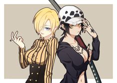 Sanji And Law, Fem Sanji, Fem Law, Dc Oc, Gender Bend, Cute Tshirt Designs, Tomboy Art, Blue One Piece