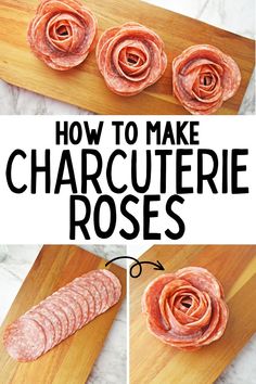 how to make charcuterie roses on a cutting board