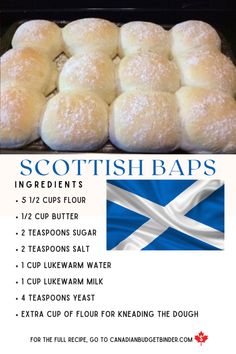 the scottish flag is in front of some breads that are ready to be baked