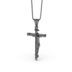 Silver INRI Crucifixion Necklace - Jesus on Cross Pendant, Christian Religious Jewelry, Faith Symbol Embrace the sacred symbolism of our INRI Cross Necklace, meticulously crafted to honor the Jesus Crucifixion. This powerful Silver Cross INRI pendant combines deep religious significance with the timeless beauty of Christian Jewelry. Each Christian Pendant and INRI Pendant in our collection is designed to foster a deep connection to faith, making it a perfect piece of Religious Jewelry for any be Symbolic Crucifix Necklace For Gift, Symbolic Engraved Crucifix Jewelry, Symbolic Engraved Crucifix Necklace, Silver Crucifix Symbolic Necklace, Jesus On Cross, Jesus Crucifixion, Faith Symbol, Religious Cross, Deep Connection