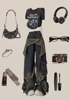 #retro #rock #outfits #grunge #pinterest #popular #recommendations #clothes #style 90s Grunge Outfits Skirt, Grunge Cool Outfits, Concert Grunge Outfit, Fashion Inspo Grunge, Outfit Boards Grunge, Cute Fits Grunge, Grunge Kpop Outfit, Vintage Alt Outfits, Unique Grunge Outfits