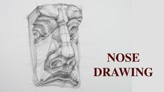 a drawing of a face with the words nose drawing on it