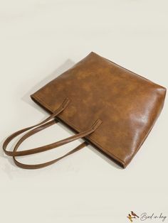 BirdinBag - Classic Single-Shoulder Tote: Vintage Minimalist Design Minimalist Brown Shoulder Bag For Travel, Brown Solid Color Satchel For Travel, Brown Travel Satchel, Simple Brown Shoulder Bag For Travel, Brown Solid Color Shoulder Bag For Everyday Use, Rectangular Solid Color Hobo Bag For Everyday, Large Capacity Brown Shoulder Bag, Simple Brown Large Capacity Shoulder Bag, Simple Brown Bag For Everyday Use