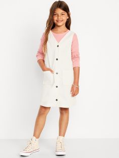 Sleeveless Button-Front Corduroy Dress for Girls | Old Navy Dress For Girls, Corduroy Dress, Family Maternity, Family Photoshoot, Christmas Dress, Family Photo, Dress White, Perfect Dress, Jumpsuit Dress