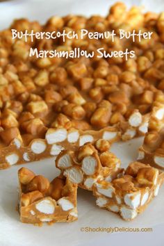 butterscotch peanut butter marshmallow sweets on a white plate