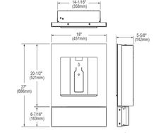 a drawing of the front and side view of an oven with measurements for each door