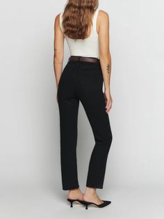 Cynthia High Rise Straight Cropped Jeans - Sustainable Denim | Reformation High Rise Straight Fit Cropped Jeans With Pockets, High Rise Jeans With Welt Pockets For Spring, Classic Relaxed Fit Cropped Jeans With Belt Loops, Everyday Cropped Jeans With Tapered Leg And Belt Loops, Rigid Denim Bottoms With Straight Hem For Everyday, High Rise Cotton Cropped Jeans For Work, Dark Wash Straight Hem Bottoms For Work, Dark Wash Bottoms With Straight Hem For Work, Everyday Jeans With Welt Pockets And Cropped Leg