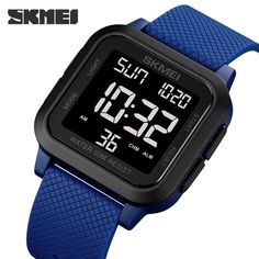 Color: blue black Skmei Watch, Countdown Clock, Tourbillon Watch, Skeleton Watches, Mens Sport Watches, Watch Fashion, Countdown Timer, Military Watches, Men's Watches