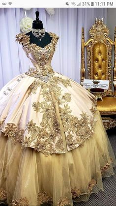 Gold Fitted Quinceanera Dress For Debutante Ball, Sweet 16 Dresses Gold, Luxury Gold Elegant Quinceanera Dress, Victorian Quinceanera Theme, Luxury Gold Gown For Debutante Ball, Gold Dama Dresses, Quince Charro Dresses, Gold Quinceanera Dresses Quincedresses.com