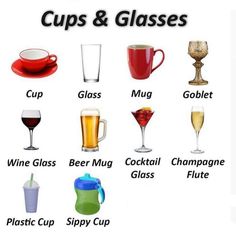 cups and glasses are shown in this graphic