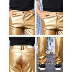 The slim-fit tailoring and the metallic look help you build a punk style. Made of stretch fabric, these fashion pants give you a comfortable wearing experience. Covered with a shining surface, the faux leather pants have a strong sense of luster. Simply pair the faux leather pants with a T-shirt or a jacket for an attractive look. Perfect for parties and banquets. Metallic Pants, Block Dress, Punk Style, Mens Fleece, Faux Leather Pants, Fleece Joggers, Slim Fit Pants, Slim Pants, Bottom Clothes