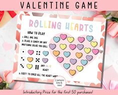 Add a sweet twist to your Valentine's Day celebration with our Printable Rolling Hearts Valentine Game for Kids! This delightful Valentine's Candy Game is the perfect way to spread love and joy. Watch as the little ones enjoy rolling hearts and engaging in some sweet competition. Ideal for family fun or classroom activities, this Valentine Day Game promises laughter and sweet memories. Download and print this charming game now to make your Valentine's Day extra special! ❤ Comes in printable A4 a Valentine Games For Kids, Valentine's Candy, Valentines Candy, Valentines Party Decor, Valentine's Day Celebration, Candy Games, Valentinstag Party