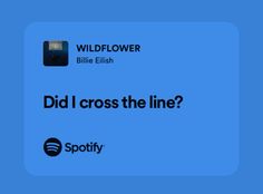 a blue background with the words did i cross the line? spotify and wildflower