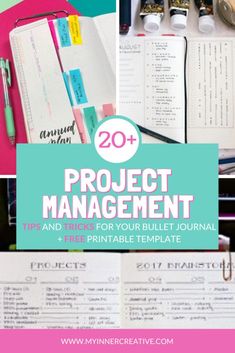 Project Management in your Bullet Journal (Free Template)  If you are wondering how to combine work into your bullet journal, this simple project management template is sure to help! We go through what you might need to make project management in your bullet journal easy and make it easy to manage those project tasks and activities! Project Management Templates Free, Bullet Journal Project Management, Excel Templates Project Management, Minimalist Bujo, Leadership Development Activities, Bullet Journal Easy, Journal Easy, Project Planner Template, Bullet Journal Work