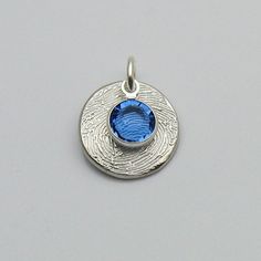 Personalized Silver Fingerprint Charm with Birthstone Charm - Add some sparkle to your fingerprint charms with this beautiful birthstone charm and fingerprint charm set. This design is made with fine silver or sterling silver and includes 1 fingerprint charm and 1 birthstone charm with a jump ring.  I typically recommend fine silver for necklaces and sterling silver for bracelets and keychains.  The charm in the photos above measures approx. 1/2" and the birthstone charm shown is sapphire.  The Birth Stones Chart, Thumb Print, Thumb Prints, Fingerprint Jewelry, Keepsake Jewelry, Memorial Keepsakes, Metal Clay, Birthstone Charms, Small Heart