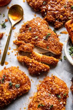 some fried food is laying out on the table