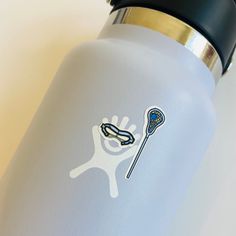 a water bottle with a sticker on it