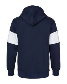 Classic Fleece Colorblocked Hooded Sweatshirt - NAVY - 2XL | MV Sport Classic Fleece Colorblocked Hooded Sweatshirt in Navy Blue Size 2XL | Cotton/Polyester Blend Blue Hooded Hoodie With Contrast Color, Sporty Color Block Fleece Sweatshirt, White Sporty Sweatshirt With Contrast Color, Sports Cotton Color Block Sweatshirt, Blue Hoodie With Contrast Color For Winter, Blue Winter Hoodie With Contrast Color, Blue Hoodie With Contrast Color For Streetwear, Sporty Hoodie With Contrast Color And Crew Neck, Cotton Sports Sweatshirt With Contrast Color