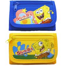 two spongebob pencil cases one yellow and the other blue