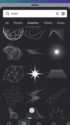 an iphone screen showing different shapes and lines