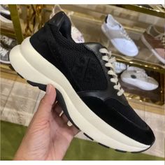 Brand New Original Box New Arrival Chic Black Leather Sneakers, Tory Burch Sneakers, Navy Logo, Training Sneakers, Trainers Fashion, Trainer Sneakers, Navy Pink, Sport Sneakers, Tory Burch Shoes