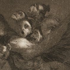 an old drawing of three people laying on top of each other