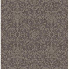 a brown and beige wallpaper with an intricate design on the bottom half of it