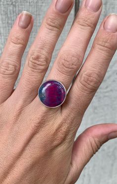 Large Round Pastel Purple Pink Blue Dragon Vein Agate Sterling Silver Fantasy Ring | Boho | Unique Gemstone Ring | Gifts for Her by GildedBug on Etsy Multicolor Round Jewelry With Polished Finish, Multicolor Polished Round Jewelry, Luxury Round Agate Jewelry With Large Stone, Pink Round Artisan Jewelry, Adjustable Agate Open Ring Jewelry, Adjustable Agate Open Ring, Multicolor Polished Rings As A Gift, Multicolor Polished Rings Perfect As Gift, Multicolor Polished Rings For Gifts