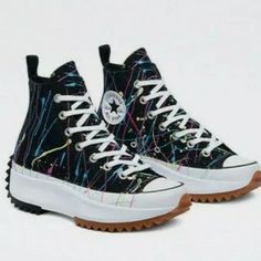 Converse Run Star Hike Hi 'Splatter Paint' Platform Women Sz Multiple/ 571872c Color Black/Multi/White No Trade Price Won't Be Discussed In The Comments! White Sneakers With Paint Splatter, White Sole Sneakers With Paint Splatter, White Sole Sneakers With Paint Splatter And Round Toe, Black Sporty Sneakers With Paint Splatter, Casual Lace-up Paint Splatter Sneakers, Multicolor Sneakers With Paint Splatter And Round Toe, Casual Sneakers With Paint Splatter And White Sole, Black Paint Splatter Sneakers For Streetwear, Casual High-top Sneakers With Paint Splatter