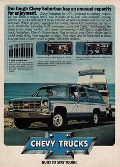 an advertisement for the chevrolet suburban truck