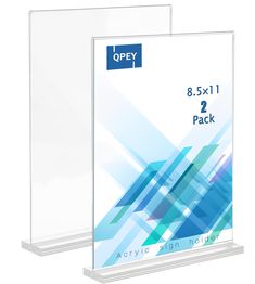 two clear acrylic signs on white background